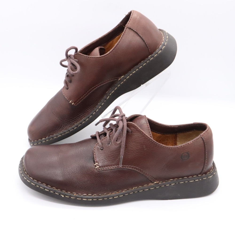 Born Leather Square Toe Oxfords Brown B6032 i1 Men's 9 (US) 42.5 (EU) VG conditi
